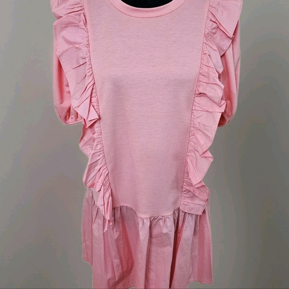 English Factory- Mixed Media Ruffle Detail Mini Dress -Size Medium - Picture 15 of 17